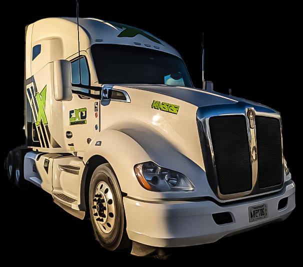 Solo GX3 semi-truck with green X graphics against a black backdrop