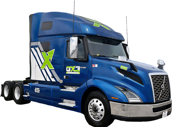 Volvo Semi Truck Front View with GX3 Logo, No Background
